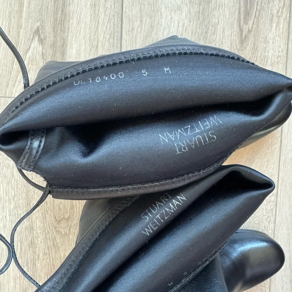 Stuart Weitzman Black Over-the-Knee Leather Boots - Picture 4 of 9